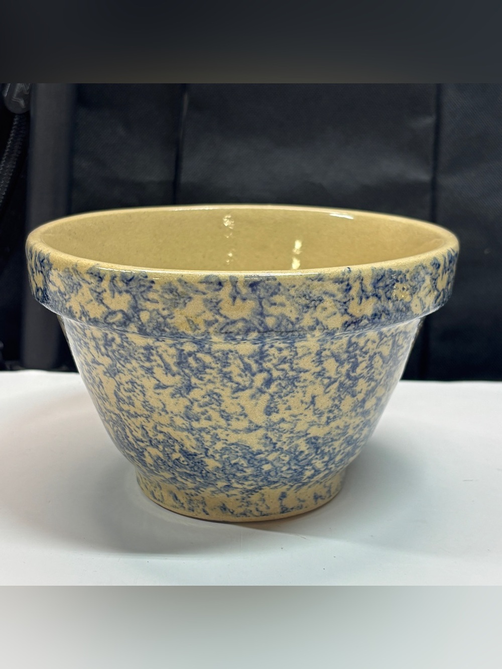 Robinson Ransbottom Roseville OH Pottery Blue Spongeware 6” Mixing Bowl